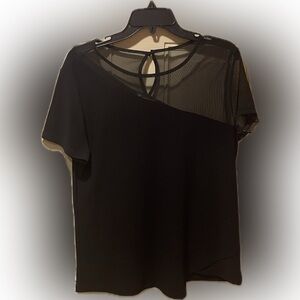 INC International Concepts Black Sheer Blouse